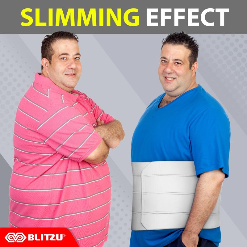 BLITZU رباط البطن للنساء والرجال بعد جراحة التعافي، 12 بوصة 4 لوحات حزام ضغط الخصر، دعم ملفوف لجراحة السمنة، البطن، المعدة، ما بعد الولادة، الفتق، خالي من اللاتكس. قماش قابل للتنفس S-M - Image 4